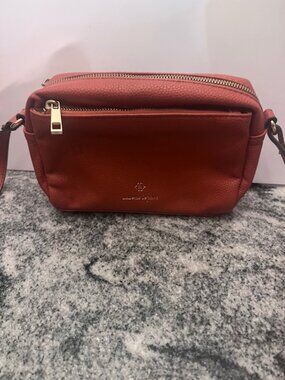 NANETTE LEPORE vegan leather crossbody bag soft orange pebbled texture